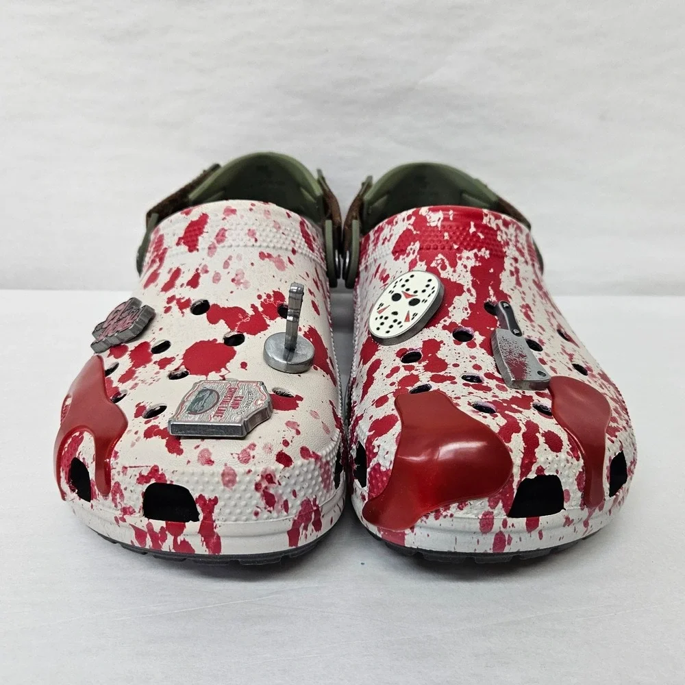 Crocs Friday the 13th Classic Clogs 212073-90H Red White Green Men's Size 10‎